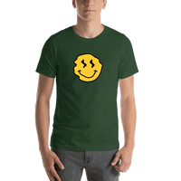 Thumbnail for Personalized Wonky Smiley Face T-Shirt - Forest Green - Shirt View