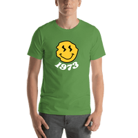 Thumbnail for Personalized Wonky Smiley Face T-Shirt - Leaf Green - Shirt View