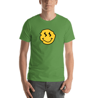 Thumbnail for Personalized Wonky Smiley Face T-Shirt - Leaf Green - Shirt View