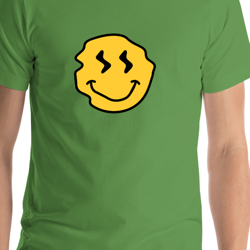 Personalized Wonky Smiley Face T-Shirt - Leaf Green - Shirt Close-Up View