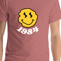 Thumbnail for Personalized Wonky Smiley Face T-Shirt - Mauve - Shirt Close-Up View