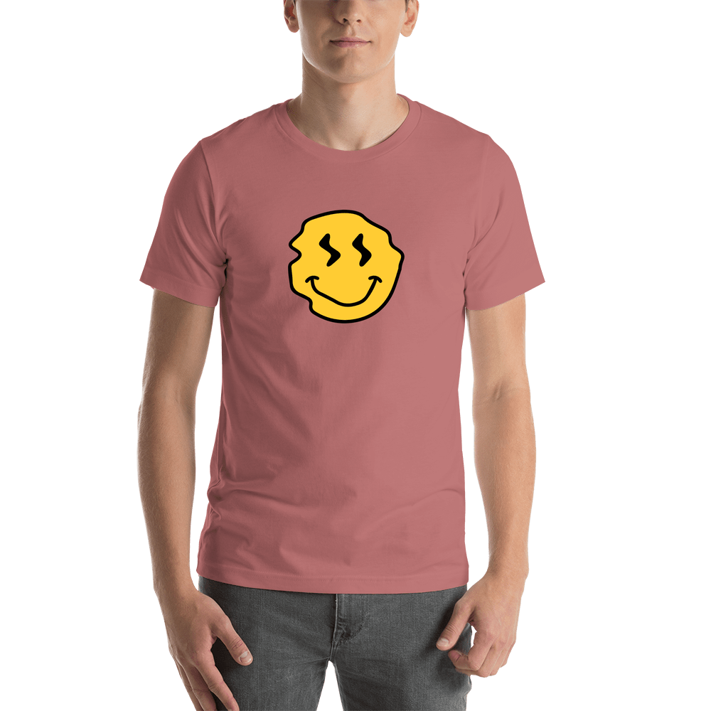 Personalized Wonky Smiley Face T-Shirt - Mauve - Shirt View