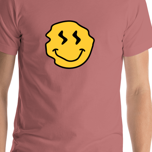 Personalized Wonky Smiley Face T-Shirt - Mauve - Shirt Close-Up View