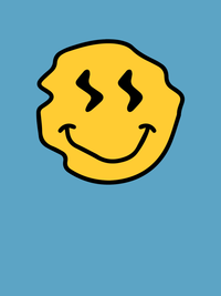 Thumbnail for Personalized Wonky Smiley Face T-Shirt - Ocean Blue - Decorate View