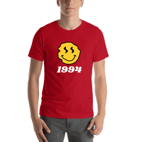 Thumbnail for Personalized Wonky Smiley Face T-Shirt - Red - Shirt View