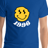 Thumbnail for Personalized Wonky Smiley Face T-Shirt - Blue - Shirt Close-Up View