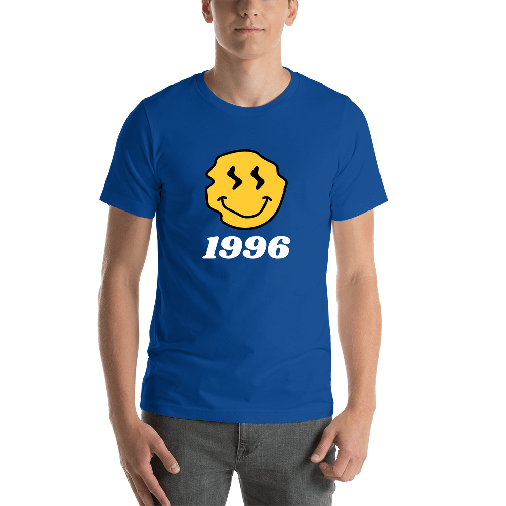 Personalized Wonky Smiley Face T-Shirt - Blue - Shirt View