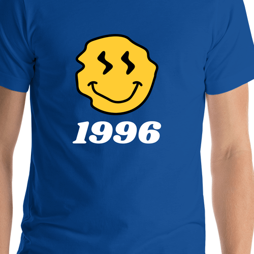Personalized Wonky Smiley Face T-Shirt - Blue - Shirt Close-Up View
