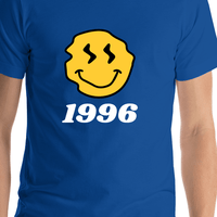 Thumbnail for Personalized Wonky Smiley Face T-Shirt - Blue - Shirt Close-Up View
