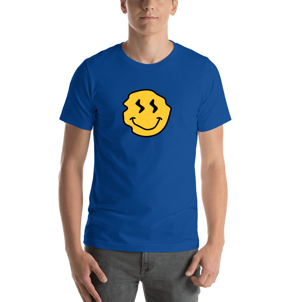 Personalized Wonky Smiley Face T-Shirt - Blue - Shirt View