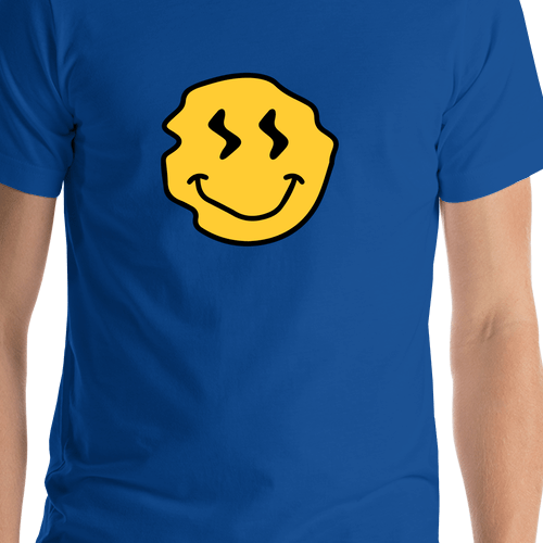 Personalized Wonky Smiley Face T-Shirt - Blue - Shirt Close-Up View