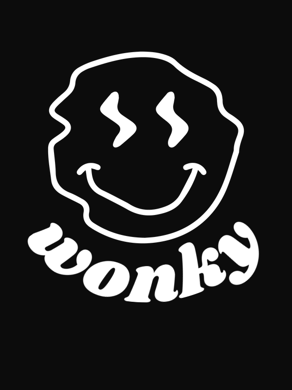 Personalized Wonky Smiley Face T-Shirt - Black - Decorate View