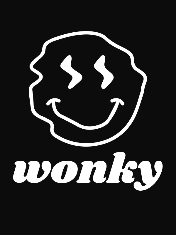 Personalized Wonky Smiley Face T-Shirt - Black - Decorate View