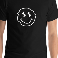Thumbnail for Personalized Wonky Smiley Face T-Shirt - Black - Shirt Close-Up View