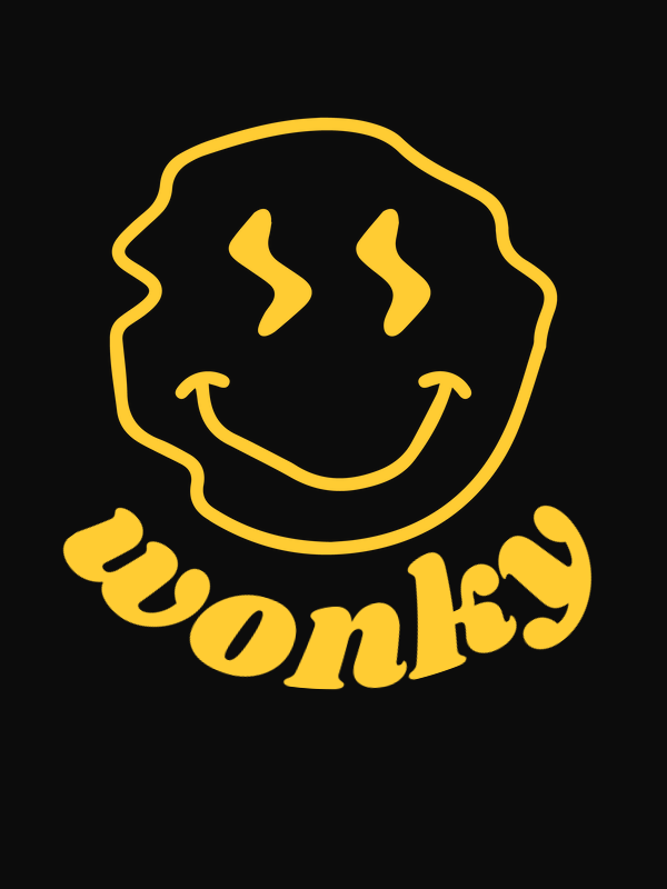 Personalized Wonky Smiley Face T-Shirt - Black - Decorate View