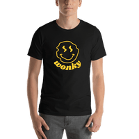 Thumbnail for Personalized Wonky Smiley Face T-Shirt - Black - Shirt View