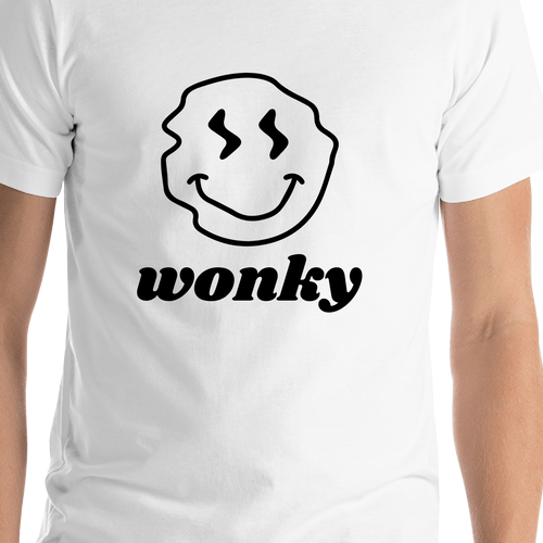 Personalized Wonky Smiley Face T-Shirt - White - Shirt Close-Up View