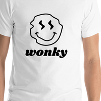 Thumbnail for Personalized Wonky Smiley Face T-Shirt - White - Shirt Close-Up View