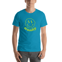 Thumbnail for Personalized Wonky Smiley Face T-Shirt - Teal - Shirt View