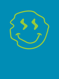 Thumbnail for Personalized Wonky Smiley Face T-Shirt - Teal - Decorate View