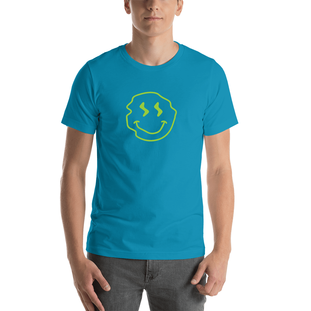 Personalized Wonky Smiley Face T-Shirt - Teal - Shirt View