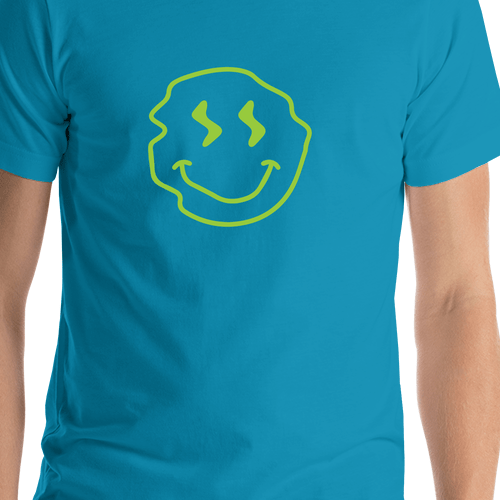 Personalized Wonky Smiley Face T-Shirt - Teal - Shirt Close-Up View