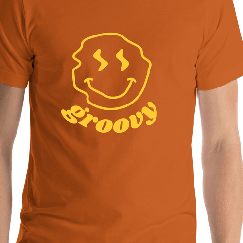 Personalized Wonky Smiley Face T-Shirt - Autumn - Shirt Close-Up View