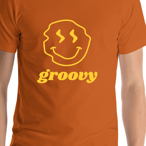 Personalized Wonky Smiley Face T-Shirt - Autumn - Shirt Close-Up View