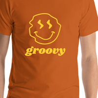 Thumbnail for Personalized Wonky Smiley Face T-Shirt - Autumn - Shirt Close-Up View
