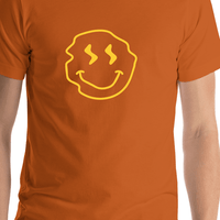 Thumbnail for Personalized Wonky Smiley Face T-Shirt - Autumn - Shirt Close-Up View