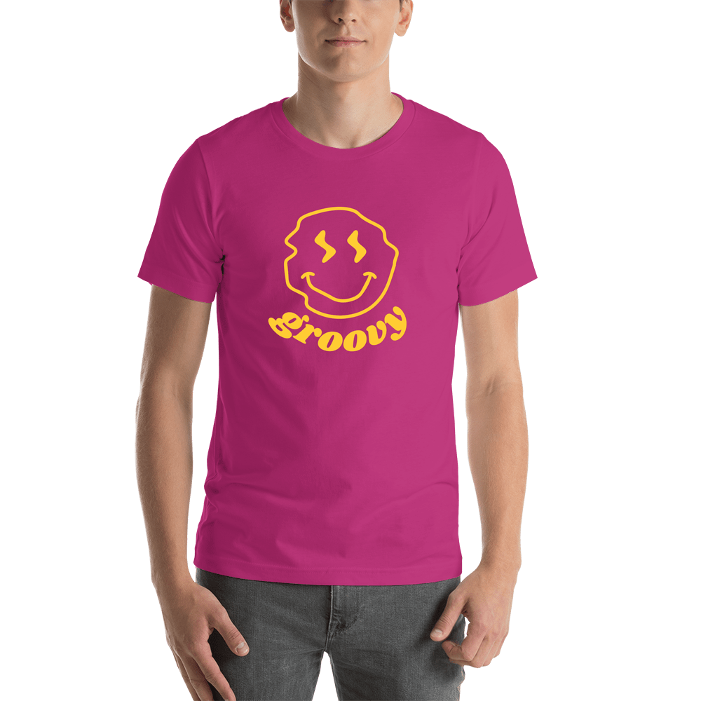 Personalized Wonky Smiley Face T-Shirt - Pink - Shirt View