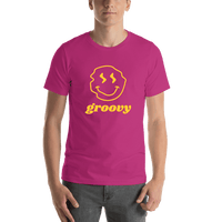 Thumbnail for Personalized Wonky Smiley Face T-Shirt - Pink - Shirt View