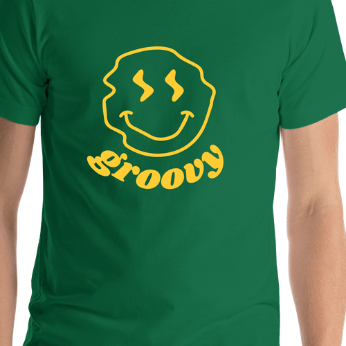 Personalized Wonky Smiley Face T-Shirt - Green - Shirt Close-Up View