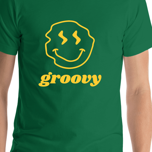 Personalized Wonky Smiley Face T-Shirt - Green - Shirt Close-Up View