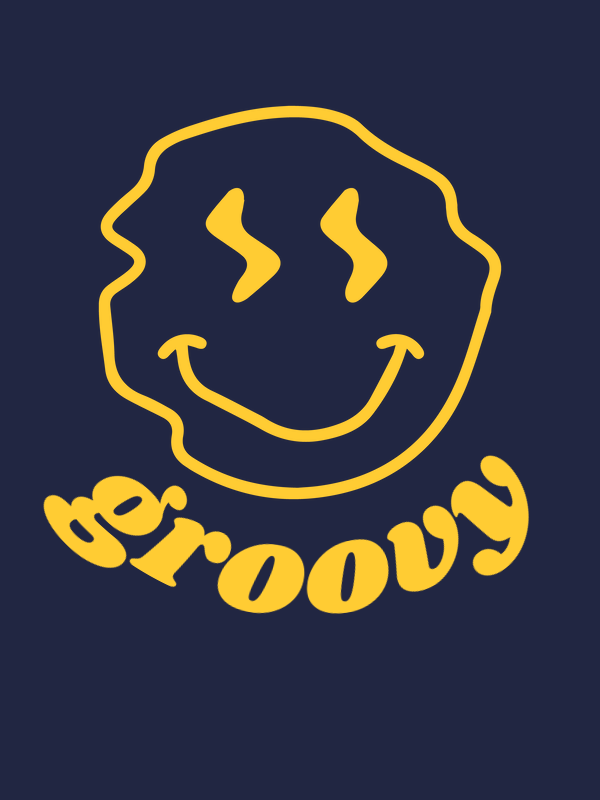 Personalized Wonky Smiley Face T-Shirt - Navy Blue - Decorate View