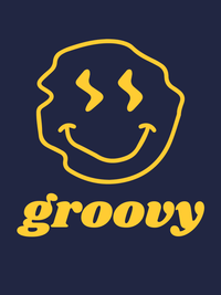 Thumbnail for Personalized Wonky Smiley Face T-Shirt - Navy Blue - Decorate View
