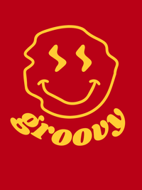 Thumbnail for Personalized Wonky Smiley Face T-Shirt - Red - Decorate View