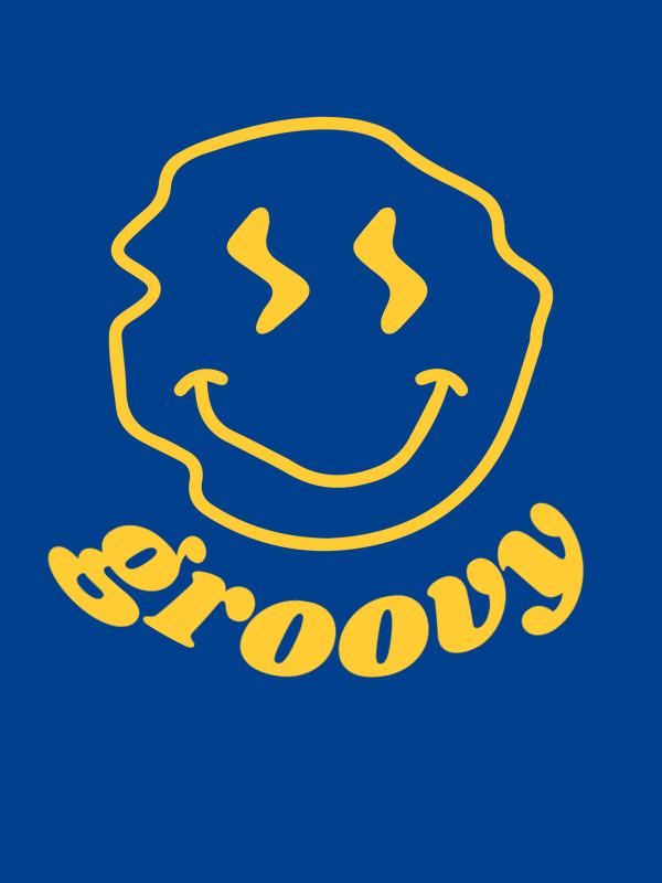 Personalized Wonky Smiley Face T-Shirt - Blue - Decorate View