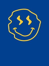 Thumbnail for Personalized Wonky Smiley Face T-Shirt - Blue - Decorate View