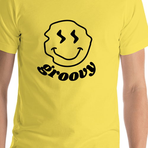 Personalized Wonky Smiley Face T-Shirt - Yellow - Shirt Close-Up View