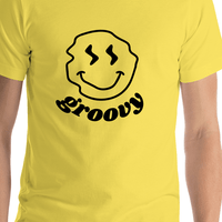 Thumbnail for Personalized Wonky Smiley Face T-Shirt - Yellow - Shirt Close-Up View