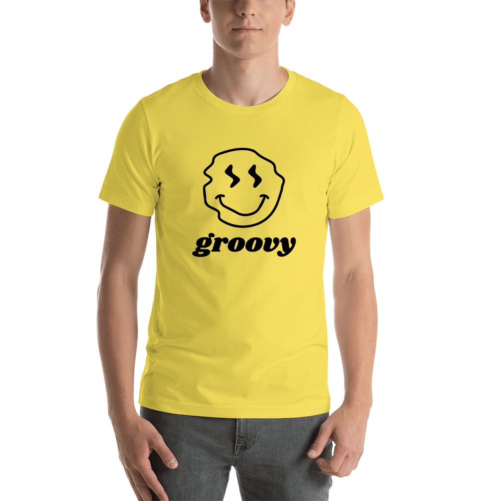 Personalized Wonky Smiley Face T-Shirt - Yellow - Shirt View
