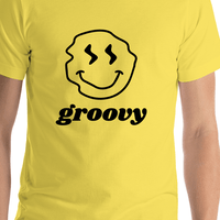 Thumbnail for Personalized Wonky Smiley Face T-Shirt - Yellow - Shirt Close-Up View