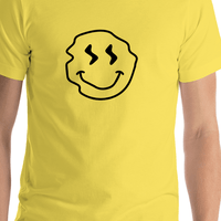 Thumbnail for Personalized Wonky Smiley Face T-Shirt - Yellow - Shirt Close-Up View