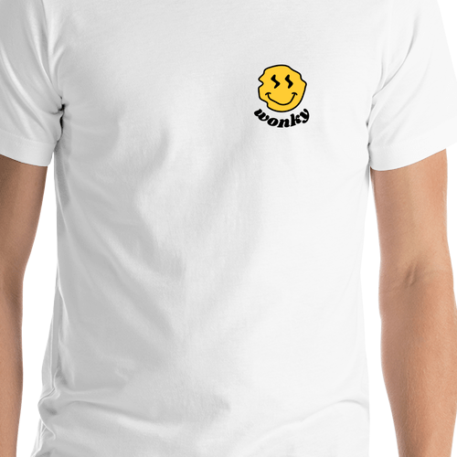 Personalized Wonky Smiley Face T-Shirt - White - Shirt Close-Up View