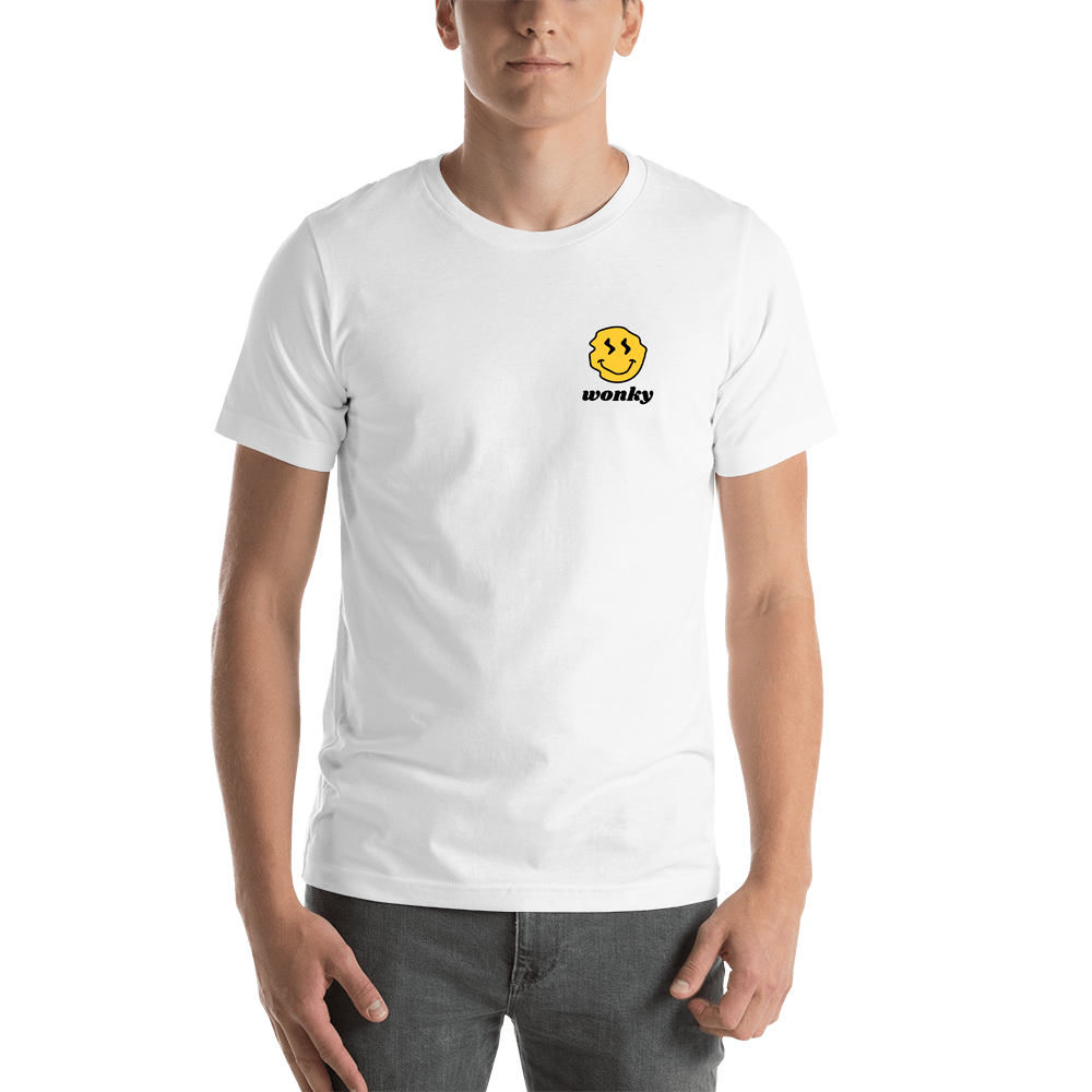 Personalized Wonky Smiley Face T-Shirt - White - Shirt View