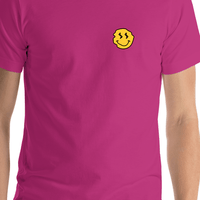 Thumbnail for Personalized Wonky Smiley Face T-Shirt - Pink - Shirt Close-Up View