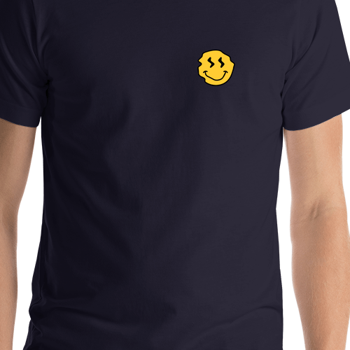 Personalized Wonky Smiley Face T-Shirt - Navy Blue - Shirt Close-Up View