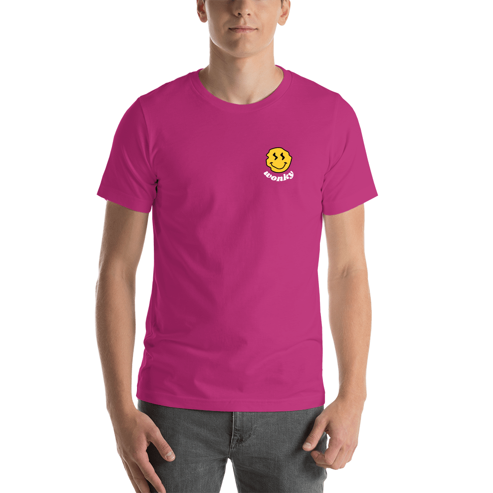 Personalized Wonky Smiley Face T-Shirt - Pink - Shirt View