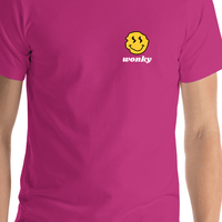Thumbnail for Personalized Wonky Smiley Face T-Shirt - Pink - Shirt Close-Up View